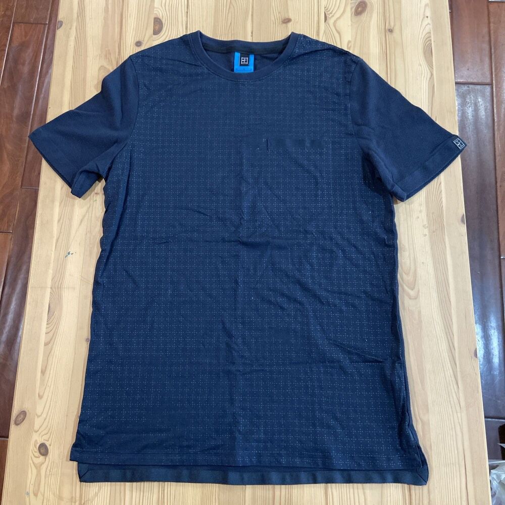 Nike RF Roger Federer Pocket Shirt Mens M Navy Blue Short Sleeve Performance